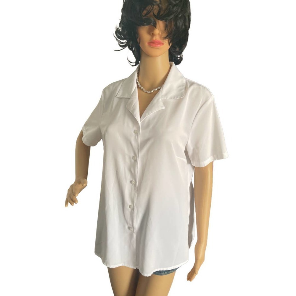 Solid Lapel Neck Button Front Blouse - image 1